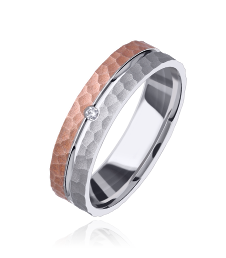 Alianza "Nexo" Oro bicolor 18k y diamante 3100181