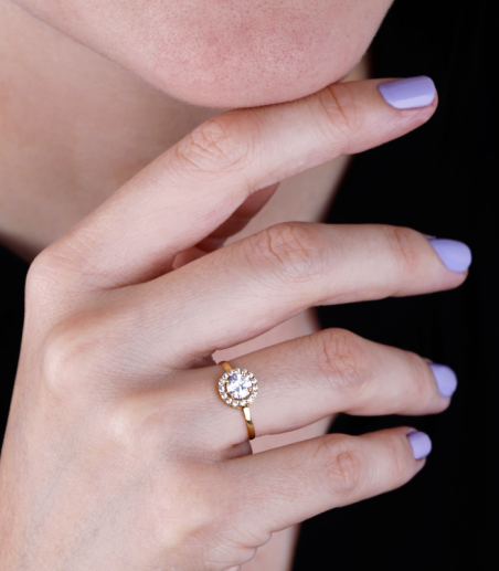 Anillo "Plánete" oro 18k con circonitas