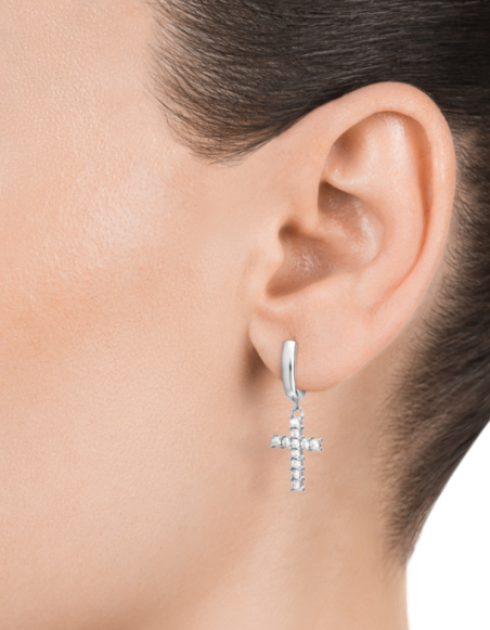 PENDIENTES VICEROY TREND PLATA CRUZ CON CIRCONITAS MUJER 13028E000-30