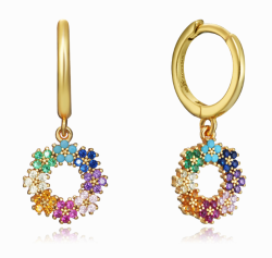 PENDIENTES VICEROY TREND PLATA DORADA CIRCONITAS COLORES 13049E100-39