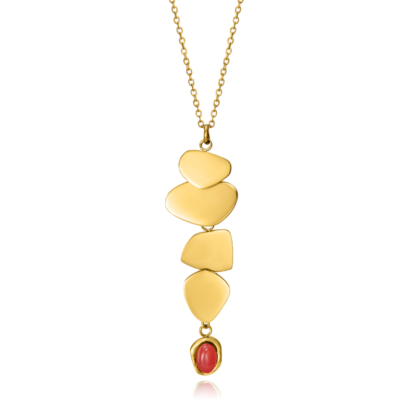 COLGANTE VICEROY CHIC ACERO DORADO CHAPAS Y PIEDRA ROJA 15068C01012