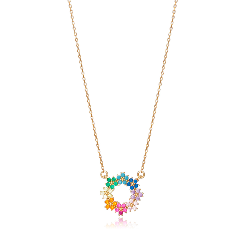 COLLAR VICEROY TREND PLATA BAÑO ORO FLORES MULTICOLOR 13049C100-39