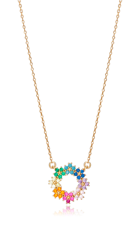 COLLAR VICEROY TREND PLATA BAÑO ORO FLORES MULTICOLOR 13049C100-39