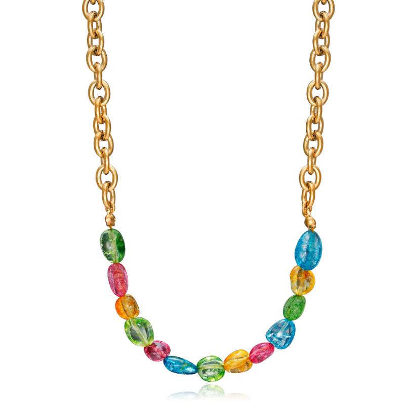 COLLAR VICEROY CHIC ACERO DORADO BOLAS CRISTAL MULTUICOLOR 1391C01019