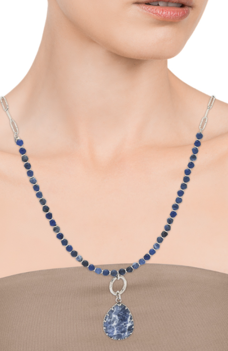 COLLAR VICEROY CHIC LARGO ACERO PIEDRAS AZULES 1401C01013