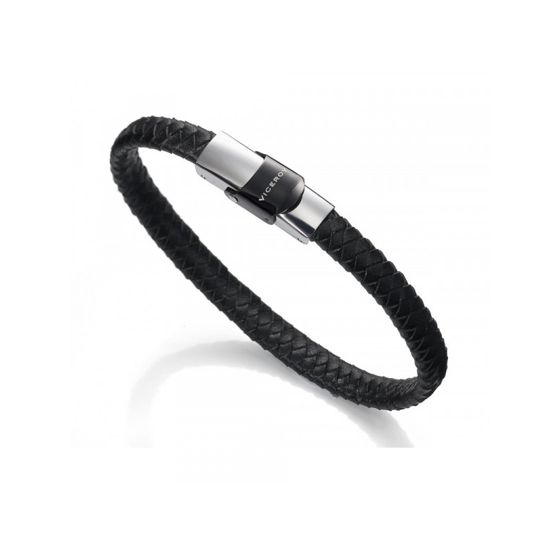 PULSERA VICEROY FASHION ACERO PIEL NEGRA HOMBRE 6097P09010