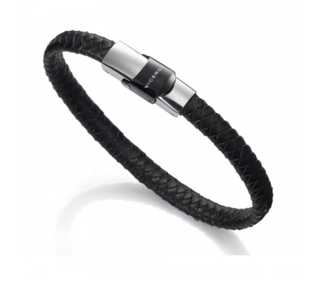 PULSERA VICEROY FASHION ACERO PIEL NEGRA HOMBRE 6097P09010