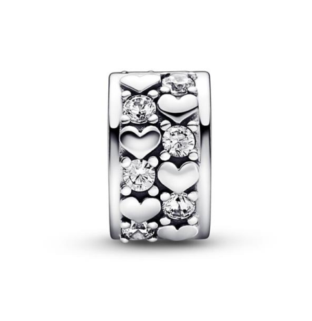 CLIP PANDORA PLATA CORAZONES BRILLANTES INFINITOS 792235C01