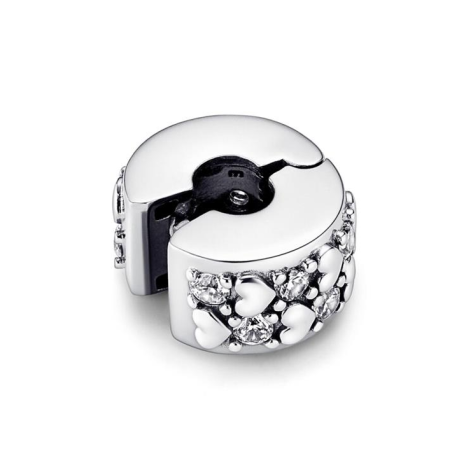 CLIP PANDORA PLATA CORAZONES BRILLANTES INFINITOS 792235C01