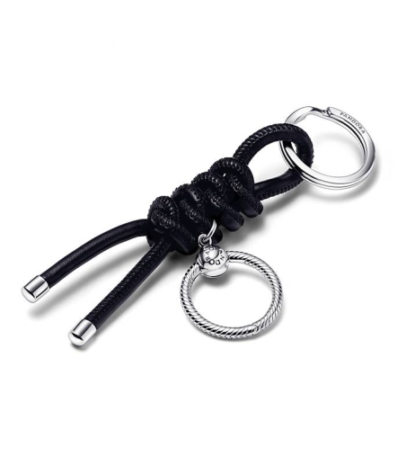LLAVERO PANDORA PLATA Y CUERO 392260C01