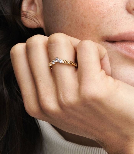 ANILLO PANDORA BAÑO ORO 14K TIARA REMOLINO 162232C01