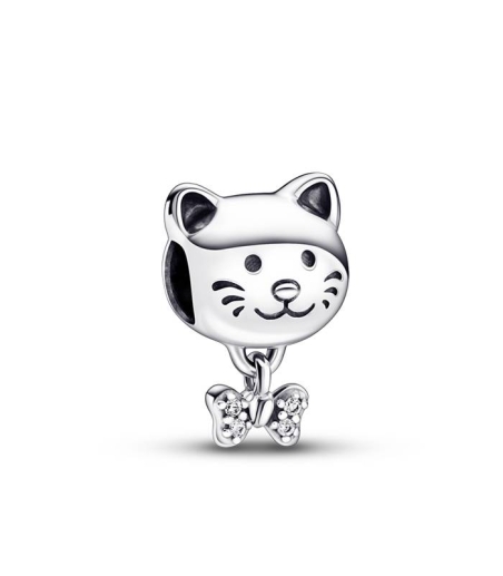 CHARM PANDORA PLATA MASCOTA GATO Y LAZO 792255C01