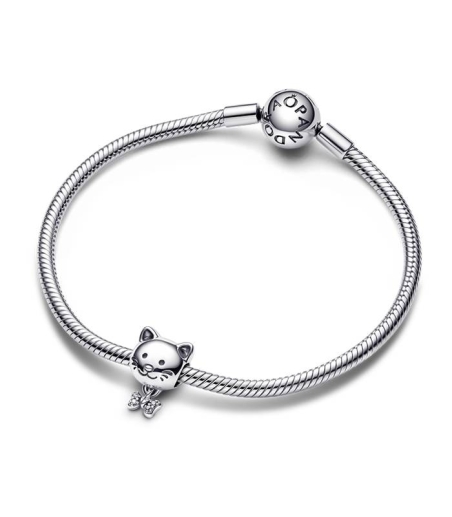 CHARM PANDORA PLATA MASCOTA GATO Y LAZO 792255C01