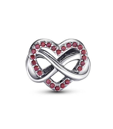 CHARM PANDORA PLATA CORAZON ROJO FAMILIA INFINITO 792246C01