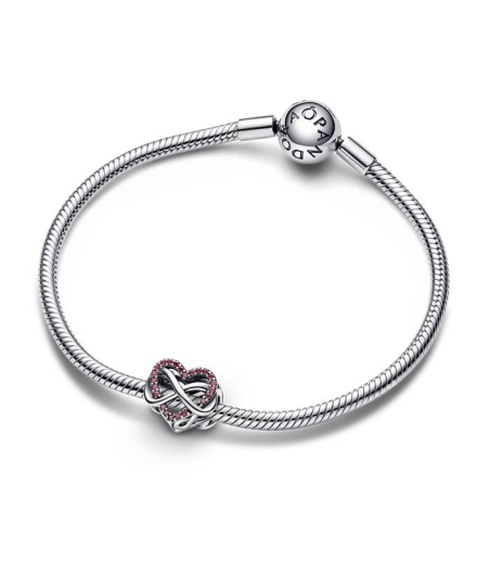 CHARM PANDORA PLATA CORAZON ROJO FAMILIA INFINITO 792246C01