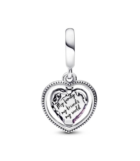 CHARM PANDORA COLGANTE PLATA CORAZON GIRATORIO FAMILIA 792240C01