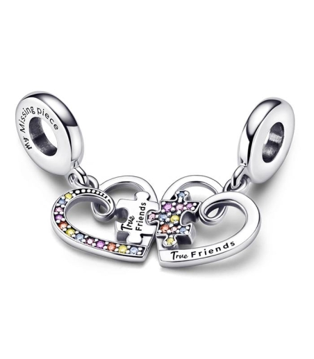 CHARM PANDORA COLGANTE  PLATA PUZZLE CORAZONES AMISTAD 792239C01