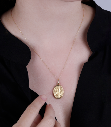 Medalla Oro 18k brillo "Mi Virgen"