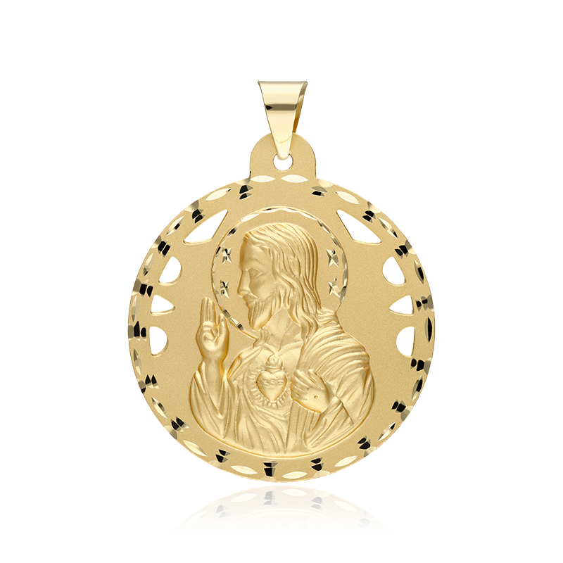 MEDALLA CORAZÓN DE JESUS 42MM ORO 18K