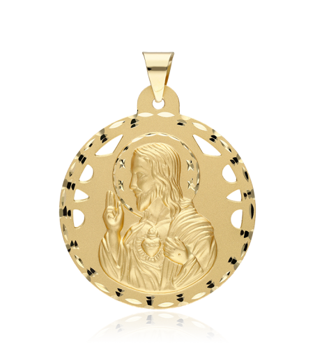 MEDALLA CORAZÓN DE JESUS 42MM ORO 18K