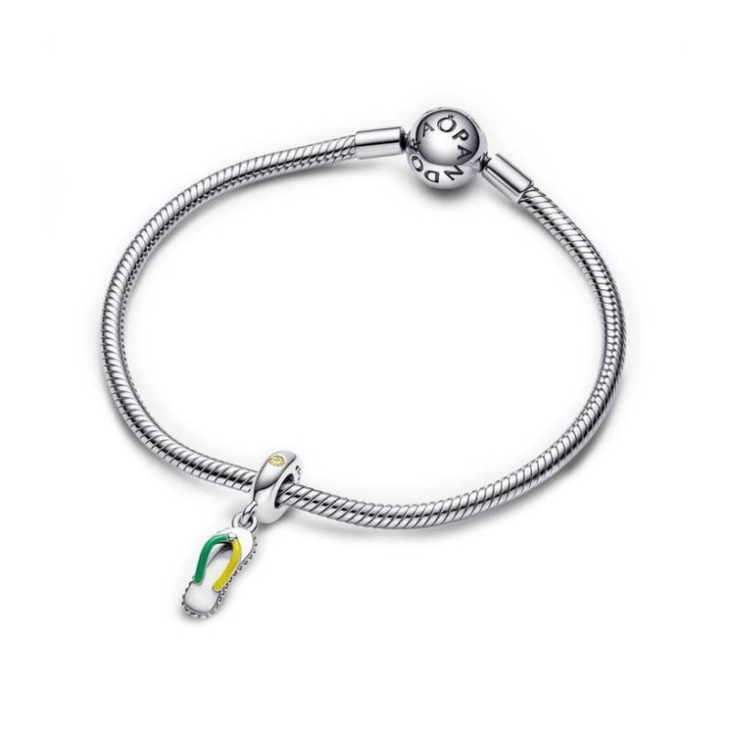 CHARM PLATA PANDORA FLIP FLOP CIRCONITA 792197C01