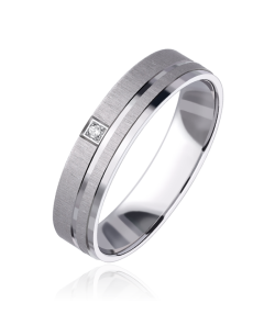 Alianza Nexo Oro blanco 18k diamante satinada y pulida