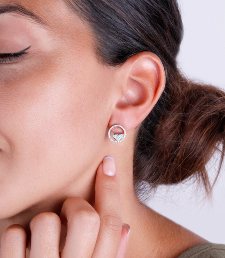 PENDIENTES "CORAZÓN" PLATA DE LEY Y CIRCONITAS