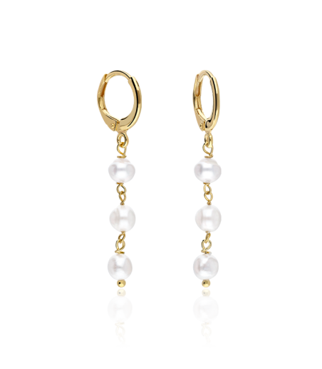 PENDIENTES ARO "PEARL GOLD" PLATA DE LEY