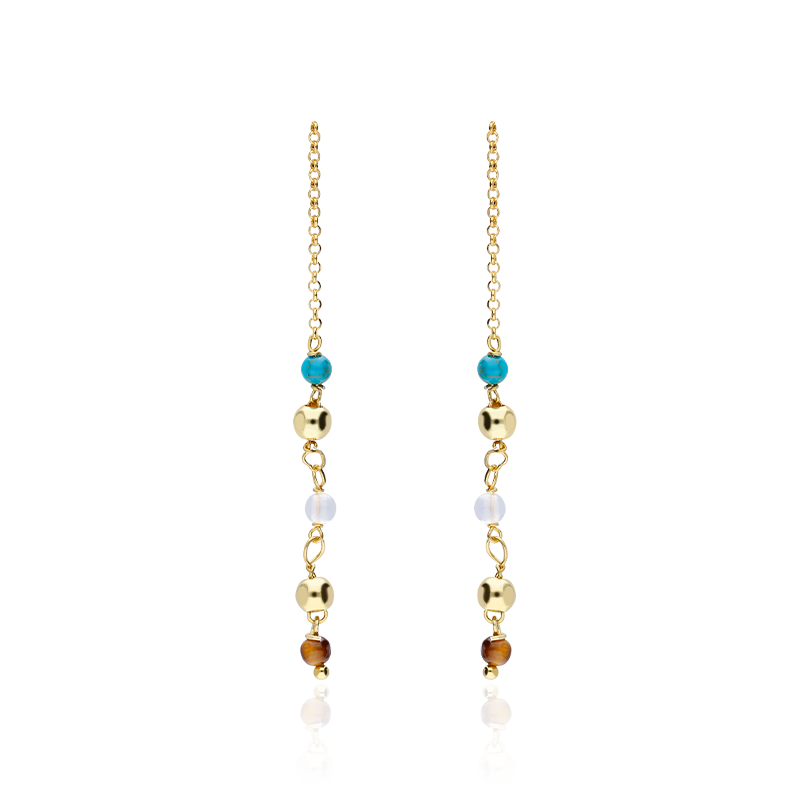 PENDIENTES "ENAMEL GOLD" PLATA DE LEY