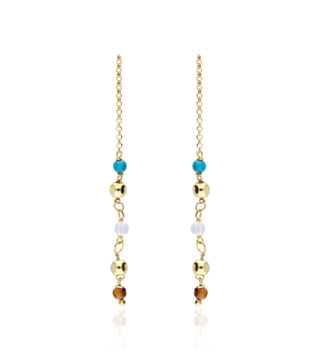 PENDIENTES "ENAMEL GOLD" PLATA DE LEY