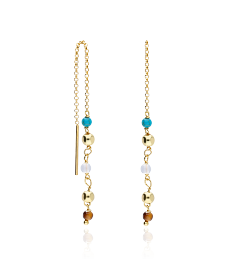 PENDIENTES "ENAMEL GOLD" PLATA DE LEY