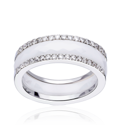 ANILLO "BALDER WHITE" PLATA DE LEY Y CERÁMICA