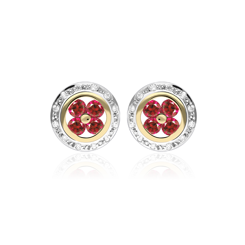 PENDIENTES "PETALS" RUBIES Y ORO 18K