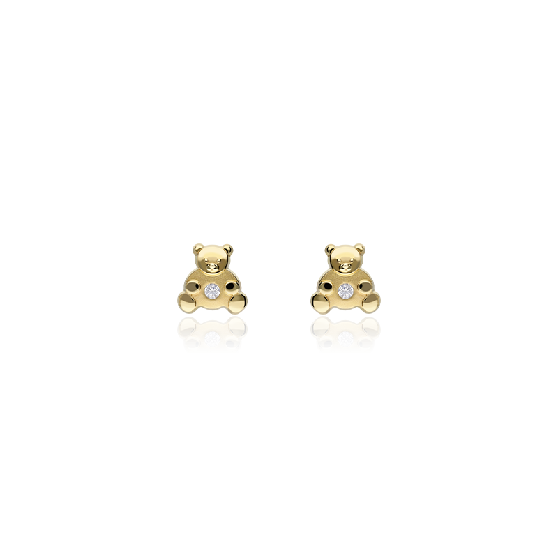 Pendientes Osito Oro 18k y circonita