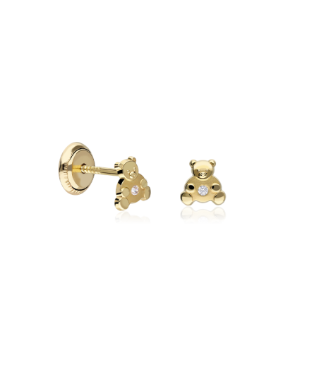 Pendientes Osito Oro 18k y circonita