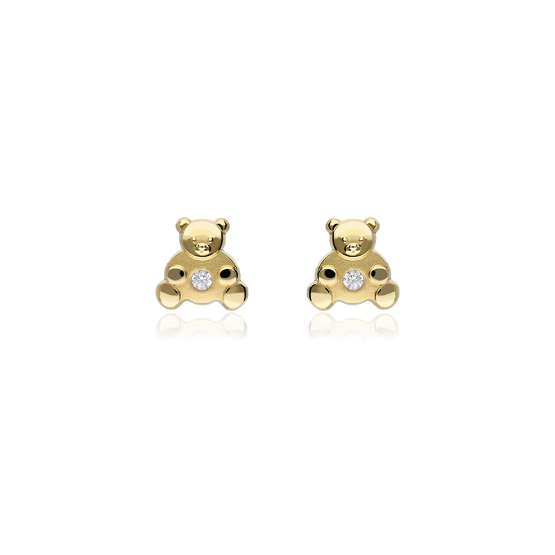 Pendientes Osito Oro 18k y circonita