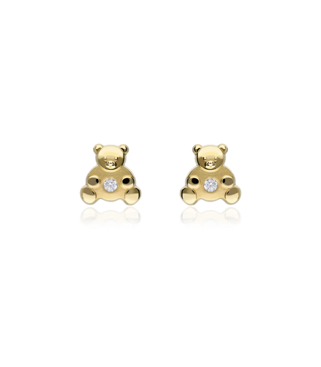 Pendientes Osito Oro 18k y circonita