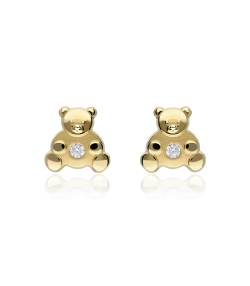 PENDIENTES  KUMA  OSITO ORO 18K Y CIRCONITA