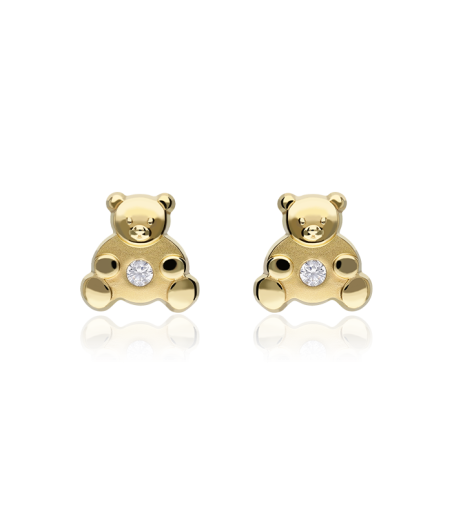 Pendientes Osito Oro 18k y circonita