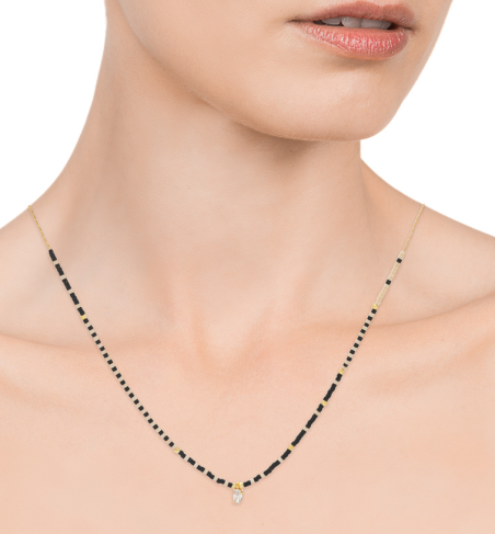 COLLAR VICEROY TREND PLATA BAÑO ORO CRISTAL NEGRO MUJER 13039C100-95