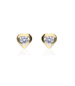 PENDIENTES "CORAZÓN" ORO 18K Y CIRCONITA