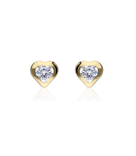 PENDIENTES "CORAZÓN" ORO 18K Y CIRCONITA