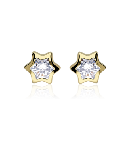 PENDIENTES "ESTRELLITA" ORO 18K Y CIRCONITA 6MM