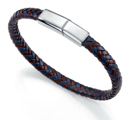 PULSERA VICEROY HOMBRE PIEL DOBLE TRENZA AZUL Y MARRON 6456P01011