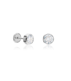 Pendientes Plata primera ley y circonitas 5mm "Circle"