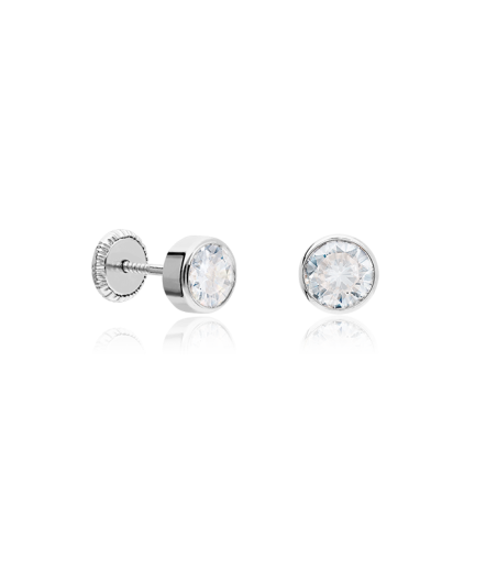 Pendientes Plata primera ley y circonitas 5mm "Circle"
