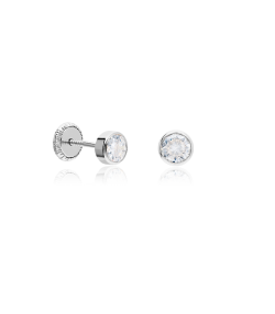 Pendientes Plata primera ley y circonitas 4mm "Circle"
