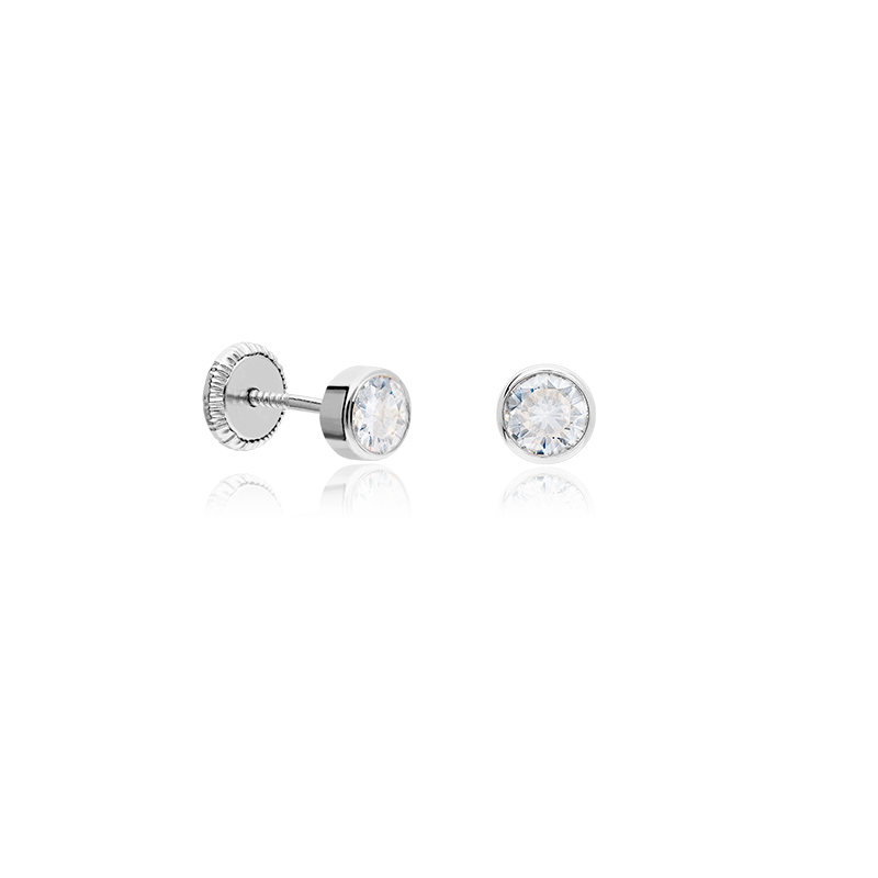 Pendientes Plata primera ley y circonitas 4mm "Circle"