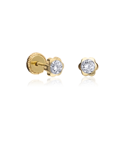Pendientes flor Oro 18k circonita