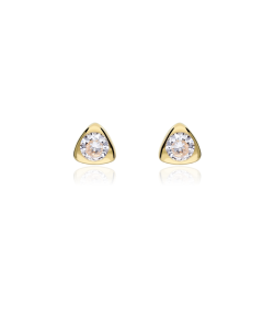 PENDIENTES  TRIGLY  ORO 18K Y CIRCONITA 4MM